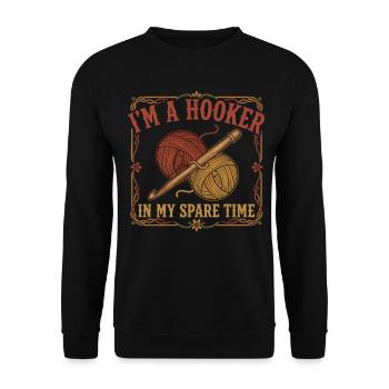 Drôle d’amoureux du crochet : je suis dans mon temps libre - Sweat-shirt Unisexe - noir - Devant - Alina (178cm) & Michal (187cm)
