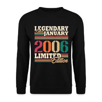 Vintage 2006 Janvier Rétro Cadeau D'anniversaire - Sweat-shirt Unisexe - noir - Devant - Alina (178cm) & Michal (187cm)
