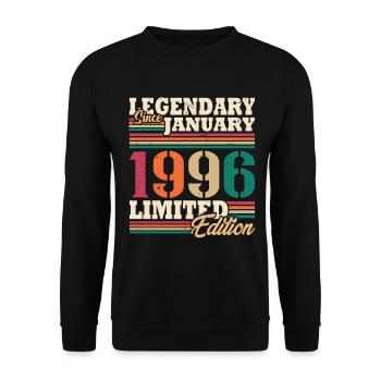 Vintage 1996 Janvier Rétro Cadeau D'anniversaire - Sweat-shirt Unisexe - noir - Devant - Alina (178cm) & Michal (187cm)