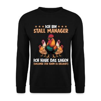 Gestionnaire d’écurie - Drôle de dicton du poulet pour hommes - Sweat-shirt Unisexe - noir - Devant - Alina (178cm) & Michal (187cm)