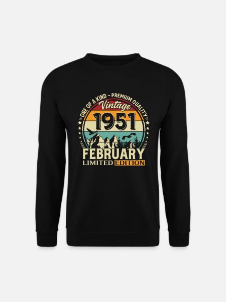 75e anniversaire février 1951 Millésime Millésime - Sweat-shirt Unisexe - noir