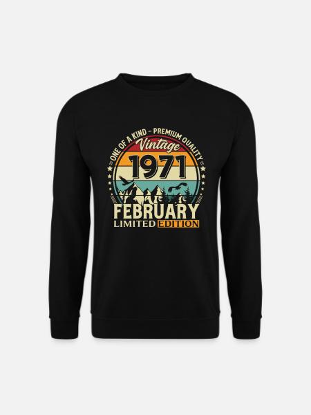55e anniversaire février 1971 Millésime - Sweat-shirt Unisexe - noir