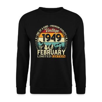 77e anniversaire février 1949 Millésime - Sweat-shirt Unisexe - noir - Devant - Alina (178cm) & Michal (187cm)