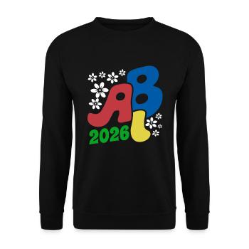 ABI 2026 Blüten Retro Abitur Geschenk  - Unisex Pullover - Schwarz - Vorne - Alina (178cm) & Michal (187cm)