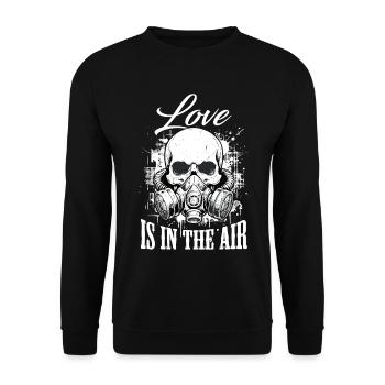 Love is in the Air – Grunge Gas Mask Design - Unisex Sweatshirt - black - Front - Alina (178cm) & Michal (187cm)