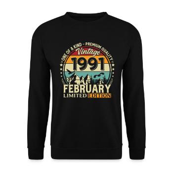 35e anniversaire février 1991 Millésime - Sweat-shirt Unisexe - noir - Devant - Alina (178cm) & Michal (187cm)
