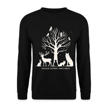 Socially Distant Since Birth Introvertiert Natur - Unisex Pullover - Schwarz - Vorne - Alina (178cm) & Michal (187cm)
