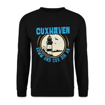 North Sea Holidays CUXHAVEN COME AND CUX TO YOU Funny - Unisex Sweatshirt - black - Front - Alina (178cm) & Michal (187cm)