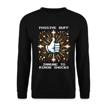 Kleine Stromschläge egal | Elektriker Humor - Unisex Pullover - Schwarz - Vorne - Alina (178cm) & Michal (187cm)