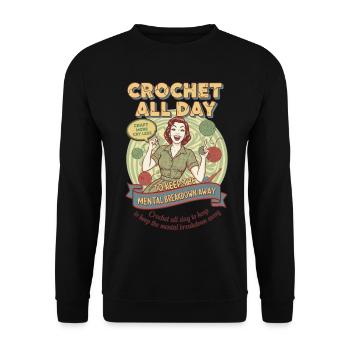 Crochet Lover Crochet Crochet Toute la Journée Garde la Tête - Sweat-shirt Unisexe - noir - Devant - Alina (178cm) & Michal (187cm)