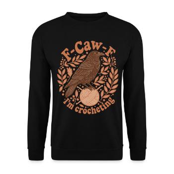 Drôle d’amateur au crochet F caw f Je crochète du fil - Sweat-shirt Unisexe - noir - Devant - Alina (178cm) & Michal (187cm)