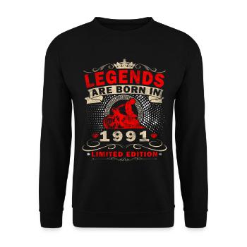 35. Geburtstag Geschenk Motorradfahrer 1991 - Unisex Pullover - Schwarz - Vorne - Alina (178cm) & Michal (187cm)