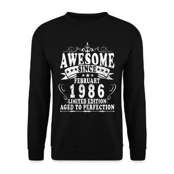 40th Birthday 40 Years February 1986 Vintage - Unisex Sweatshirt - black - Front - Alina (178cm) & Michal (187cm)