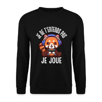 Ich kann dich nicht hören, ich spiele Humor-Videospiele - Unisex Pullover - Schwarz - Vorne - Alina (178cm) & Michal (187cm)