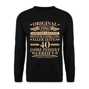 Born in 1986 Legend 40th Birthday - Unisex Sweatshirt - black - Front - Alina (178cm) & Michal (187cm)