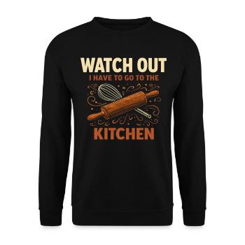 Attention kitchen rolling pin - Unisex Sweatshirt - black - Front - Alina (178cm) & Michal (187cm)