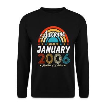 January 2006 Vintage Born Birthday Retro - Unisex Sweatshirt - black - Front - Alina (178cm) & Michal (187cm)