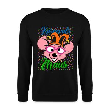 Karnevals Maus | Big Face Kostüm Verkleidung - Unisex Pullover - Schwarz - Vorne - Alina (178cm) & Michal (187cm)