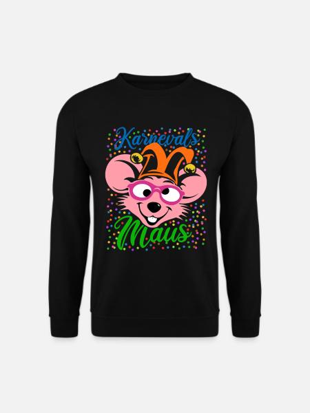 Karnevals Maus | Big Face Kostüm Verkleidung - Unisex Pullover - Schwarz
