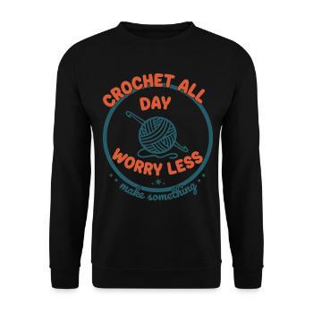 Crochet toute la journée S’inquiéter Moins drôle Amoureux du crochet - Sweat-shirt Unisexe - noir - Devant - Alina (178cm) & Michal (187cm)