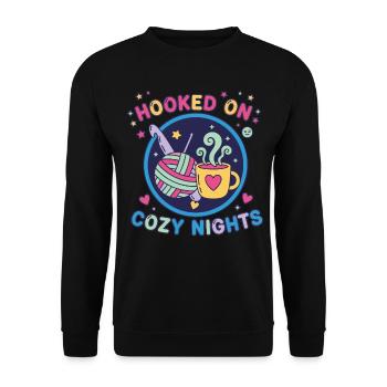 Accro aux nuits douillettes Amant du crochet Drôle - Sweat-shirt Unisexe - noir - Devant - Alina (178cm) & Michal (187cm)