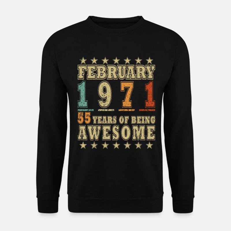 55. Geburtstag Februar 1971 Vintage Jahrgang - Unisex Pullover - Schwarz