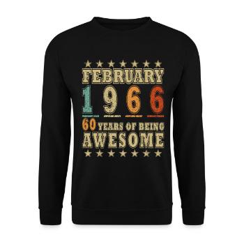 Anniversaire février 1966 Cadeau Vintage Limited - Sweat-shirt Unisexe - noir - Devant - Alina (178cm) & Michal (187cm)