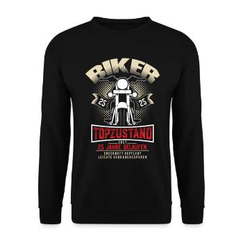 25th Birthday Motorcyclist Motorcycle - Unisex Sweatshirt - black - Front - Alina (178cm) & Michal (187cm)