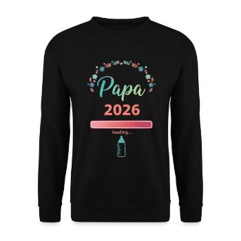 Papa 2026 Loading – Father-to-be - Unisex Sweatshirt - black - Front - Alina (178cm) & Michal (187cm)