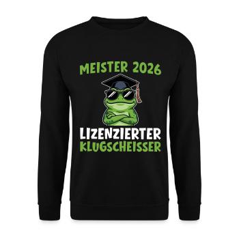 Champion 2026 Grenouille a réussi l’examen de maître - Sweat-shirt Unisexe - noir - Devant - Alina (178cm) & Michal (187cm)