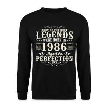 1986 Vintage Retro Geburtstagsgeschenk - Unisex Pullover - Schwarz - Vorne - Alina (178cm) & Michal (187cm)