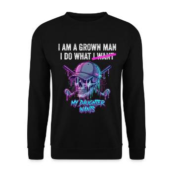 Homme adulte Faites ce que je veux Crâne néon Fête des pères - Sweat-shirt Unisexe - noir - Devant - Alina (178cm) & Michal (187cm)