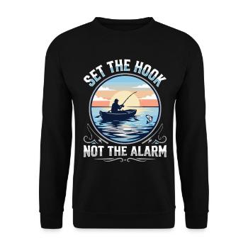 Accroche, pas l’alarme, pêcheur Spruch - Sweat-shirt Unisexe - noir - Devant - Alina (178cm) & Michal (187cm)