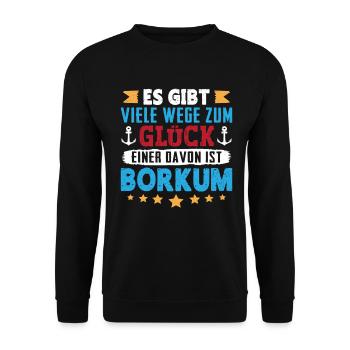 VACANCES EN MER DU NORD IL EXISTE DE NOMBREUSES FAÇONS DE FAIRE LE BONHEUR À BORKUM - Sweat-shirt Unisexe - noir - Devant - Alina (178cm) & Michal (187cm)