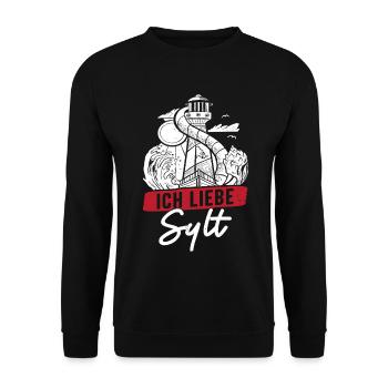 Nordsee Urlaub ICH LIEBE SYLT Lustiges - Unisex Pullover - Schwarz - Vorne - Alina (178cm) & Michal (187cm)