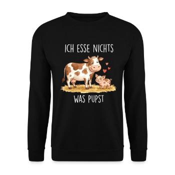 Ich_esse_nixIch don't eat anything that farts - Unisex Sweatshirt - black - Front - Alina (178cm) & Michal (187cm)