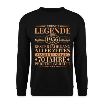 Baujahr 1956 geboren Einmalig 70. Geburtstag - Unisex Pullover - Schwarz - Vorne - Alina (178cm) & Michal (187cm)