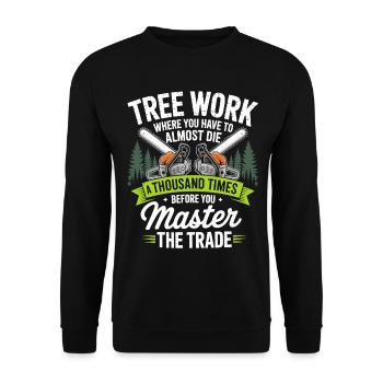 Kettensägen Meisterschaft im Wald - Unisex Pullover - Schwarz - Vorne - Alina (178cm) & Michal (187cm)