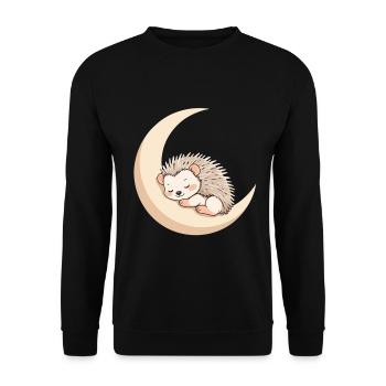 Moon Sleep Hedgehog - Unisex Sweatshirt - black - Front - Alina (178cm) & Michal (187cm)