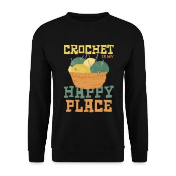 Crochet is my happy place - Unisex Sweatshirt - black - Front - Alina (178cm) & Michal (187cm)