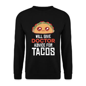 Taco Arzt: Ratschläge mit Würze - Unisex Pullover - Schwarz - Vorne - Alina (178cm) & Michal (187cm)