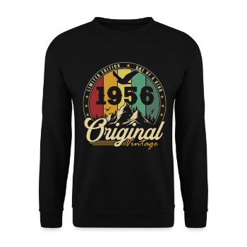 Original 1956 Vintage Vintage Anniversary Retro - Sweat-shirt Unisexe - noir - Devant - Alina (178cm) & Michal (187cm)