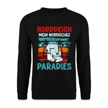 North Sea NORTH DIKE MY NORDIC PARADISE Funny - Unisex Sweatshirt - black - Front - Alina (178cm) & Michal (187cm)
