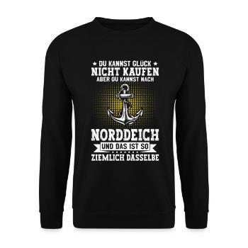 NORTH SEA YOU CAN'T BUY HAPPINESS BUT AFTER - Unisex Sweatshirt - black - Front - Alina (178cm) & Michal (187cm)