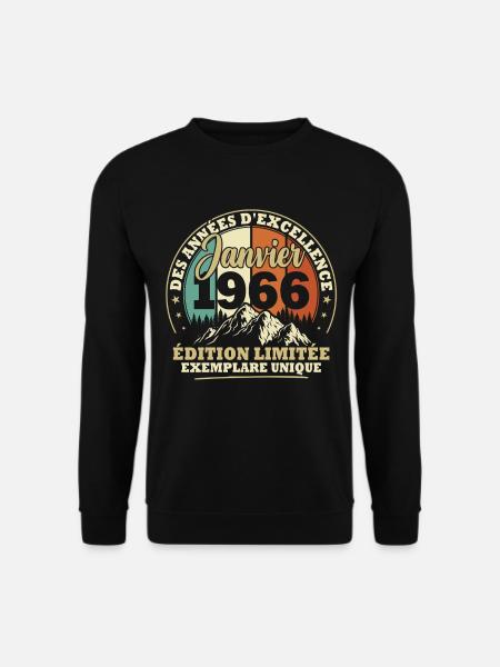 Regalo di compleanno vintage gennaio 1966 - Felpa unisex - nero