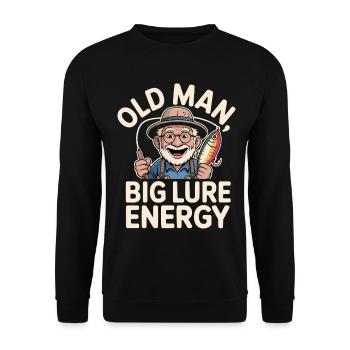 Old Man Big Lure Energy Lustiger Angler Opa - Unisex Pullover - Schwarz - Vorne - Alina (178cm) & Michal (187cm)