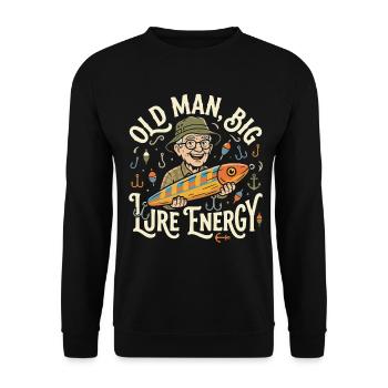 Old Man Big Lure Energy Funny Angler Grandpa - Unisex Sweatshirt - black - Front - Alina (178cm) & Michal (187cm)