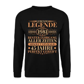 Année de construction Né en 1981 45e anniversaire unique - Sweat-shirt Unisexe - noir - Devant - Alina (178cm) & Michal (187cm)