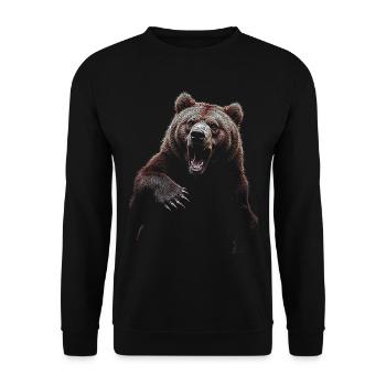 Grizzly Bear Hiking Camping Vintage Brown Bear - Unisex Sweatshirt - black - Front - Alina (178cm) & Michal (187cm)