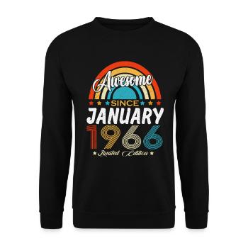 Vintage janvier 1966 Vintage Rétro Anniversaire - Sweat-shirt Unisexe - noir - Devant - Alina (178cm) & Michal (187cm)